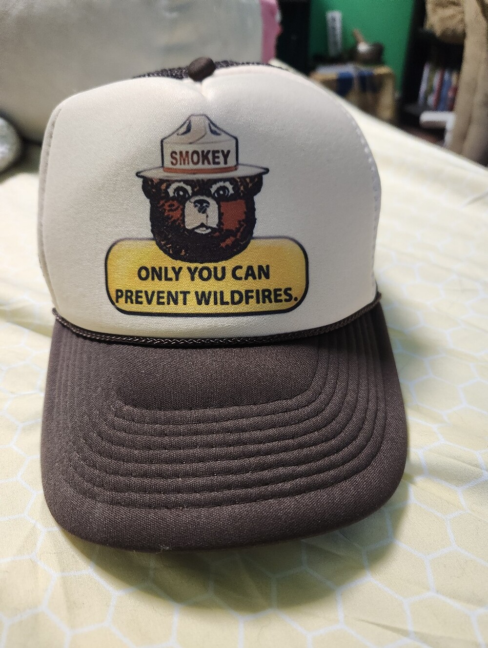 Vintage Smokey The Bear Brown Trucker Hat
